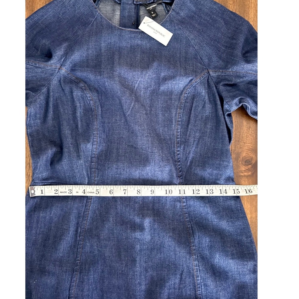 Banana Republic Denim Fit and Flare Mini Dress Indigo Blue Long Sleeve Size 6 - Picture 11 of 12